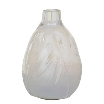 White Glass Contemporary Vase 16 x 11 x 11