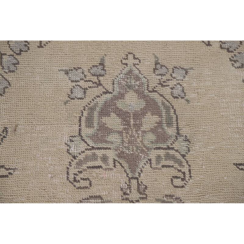 Hand Knotted Oriental 100% Wool Carpet Traditional Floral Beige & Ivories Tabriz Area Rug - 9' 2'' X 6' 9''