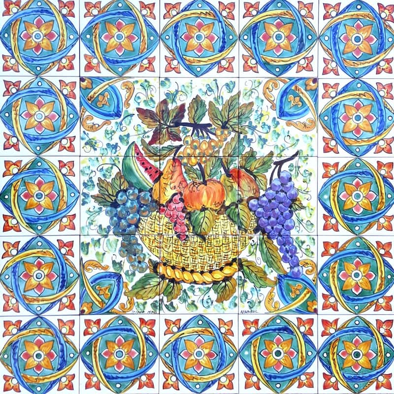 30x30 Fruit Basket Kitchen Backsplash 25pcs Ceramic Tiles Wall Mural