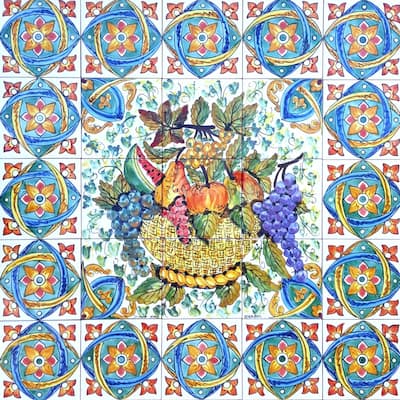 30x30 Fruit Basket Kitchen Backsplash 25pcs Ceramic Tiles Wall Mural