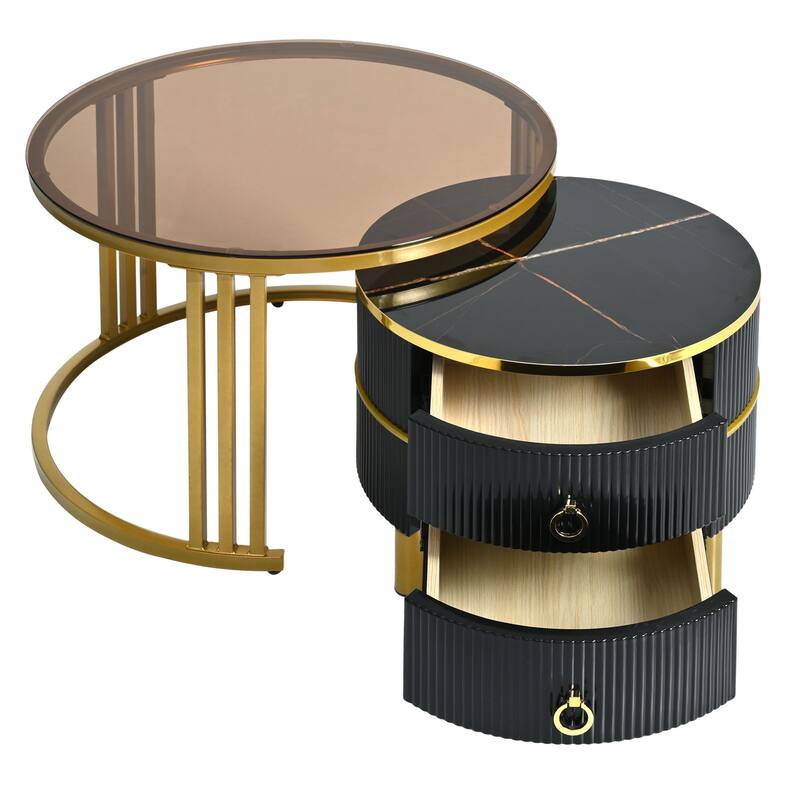 Stackable Coffee Table Nesting Tables Round Center Table,Set of 2