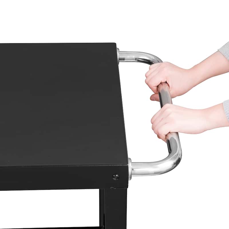 Royal Gourmet Double Shelf Movable Dining Cart Work Table with Handle
