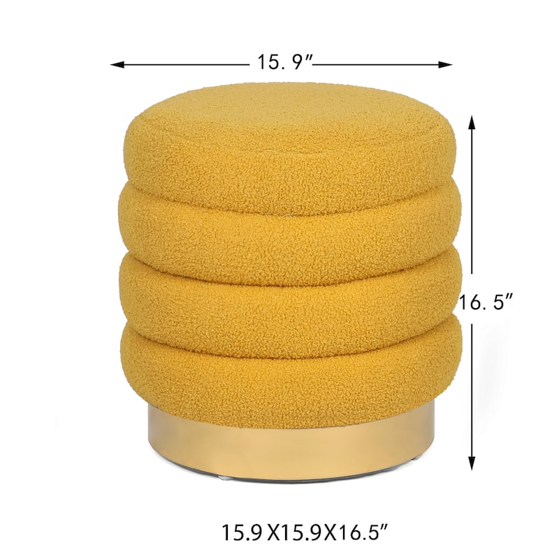Adeco Round Velvet Ottoman Upholstered Foot Stool