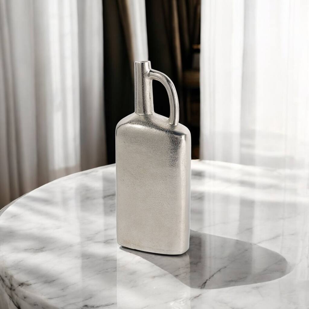 14" Silver Aluminum Jug Table Vase - 6