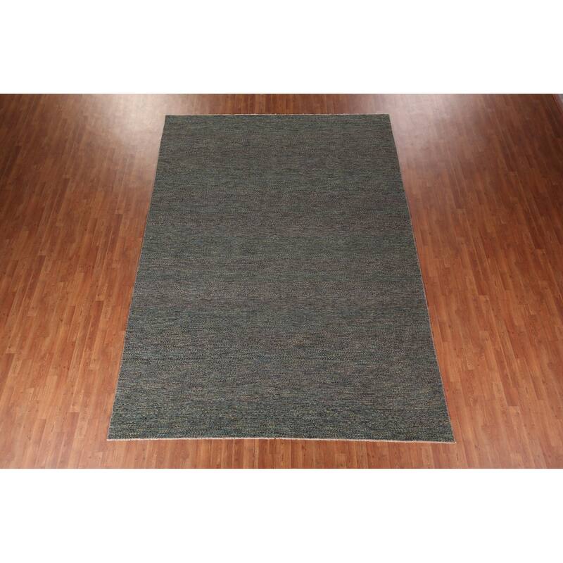 Contemporary Gabbeh Indian Area Rug Hand-Knotted Wool Carpet - 9'0" X 12'2"