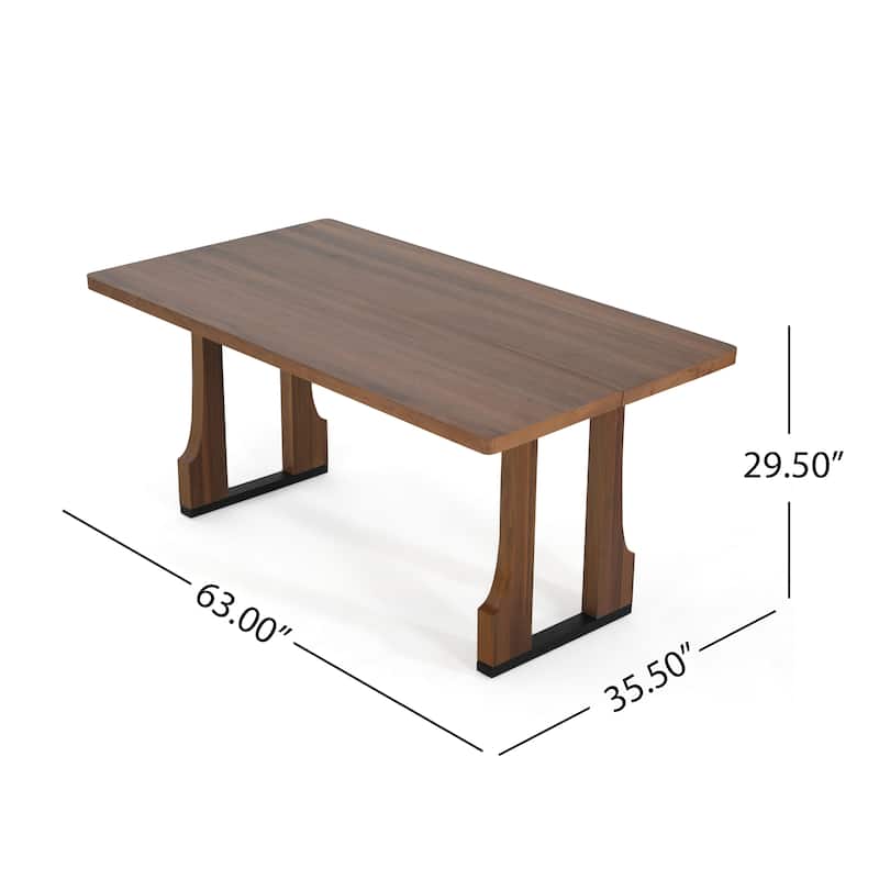 63" Rectangular Dining Table, 63"W x 35.5"D x 29.5"H, perfect for kitchens, dining rooms, and apartments