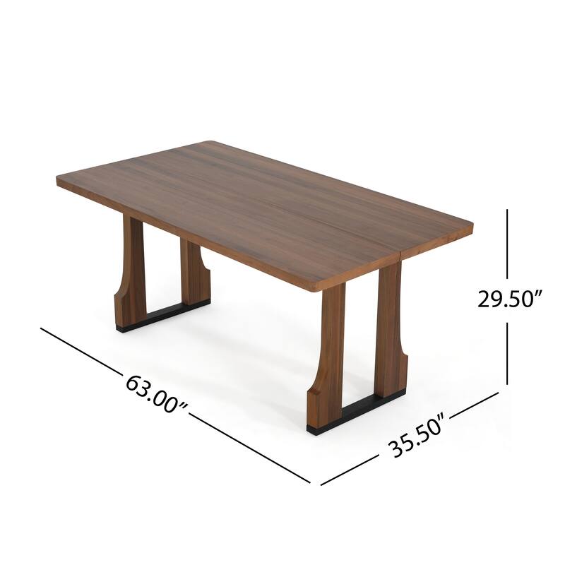 Roomfitters 63" Rectangular Dining Table with Solid Wood Top and Sturdy Double Pedestal Base, Modern Kitchen Table