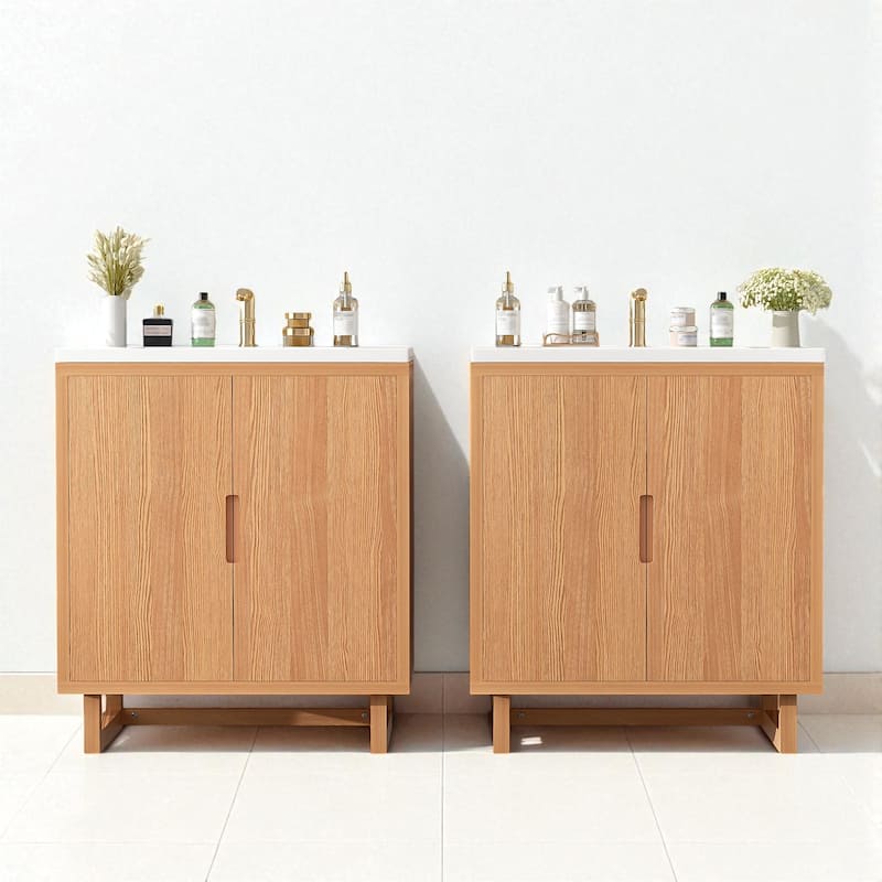60.2" Bathroom Vanity with Sink, Solid Wood Frame, 4 Soft-Close Doors and Large Storage Cabinet