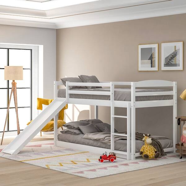 slide 2 of 18, Bunk Bed with Convertible Slide and Ladder White