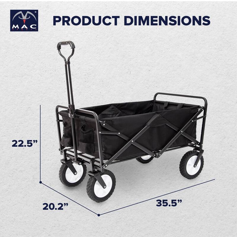 Mac Sports Collapsible Folding Outdoor Utility Garden Camping Wagon Cart, Black - 22.6