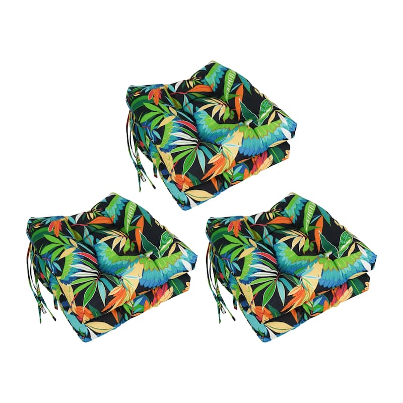 16-inch Square Tufted Indoor/Outdoor Chair Cushions (Set of 6) - Tucuman Ebony