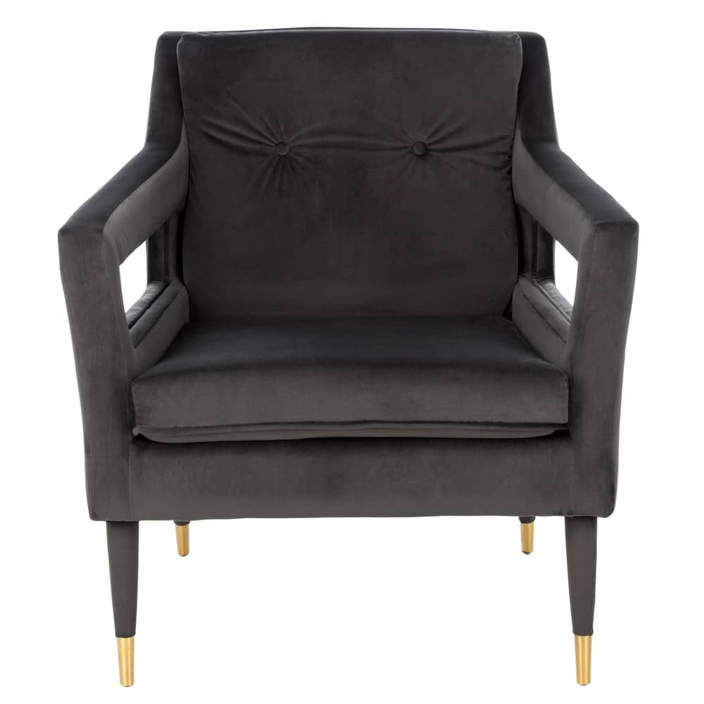 SAFAVIEH Amber Tufted Velvet Accent Chair - 30.3" x 34.1" x 33.9" - 30Wx34Dx34H