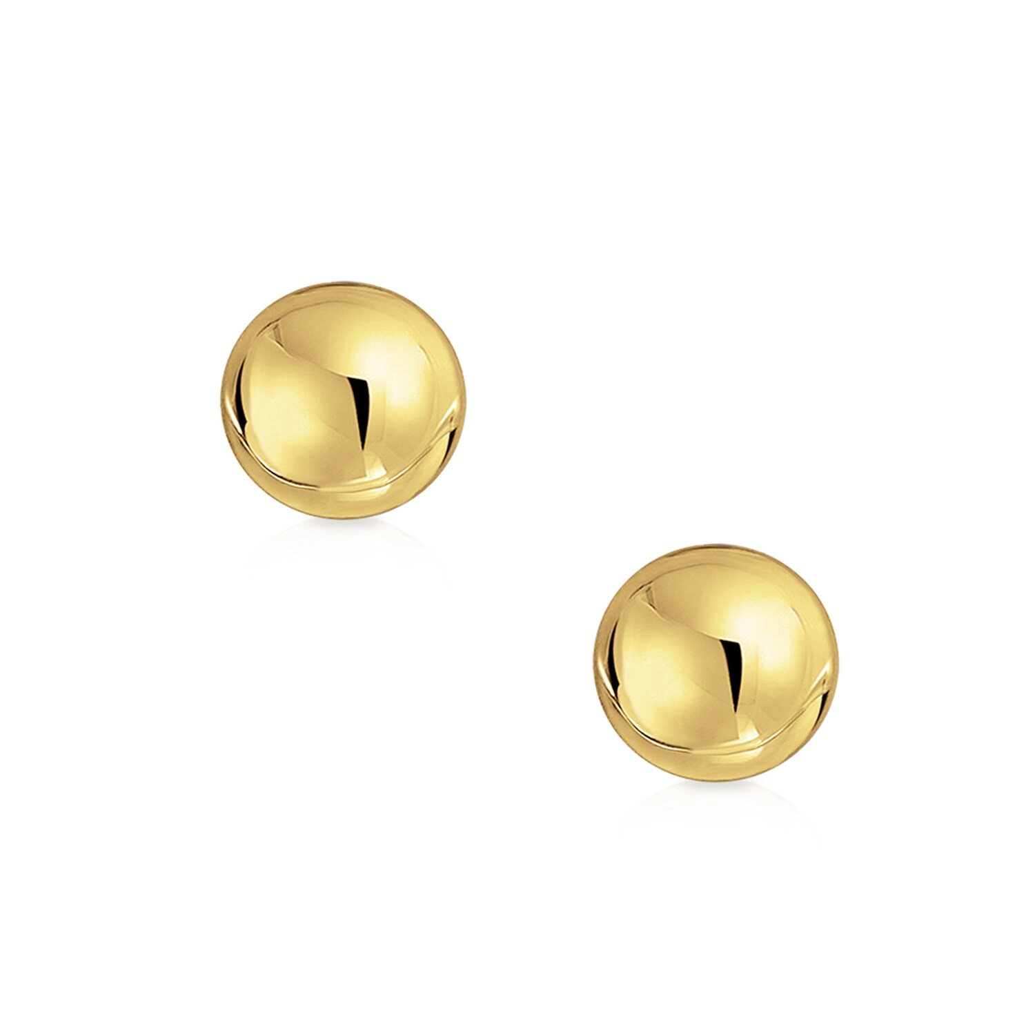 Simple Basic Hollow Round Ball Stud Earrings For Women Real 14K Yellow Gold 7MM Bling Jewelry SSTR-E12-7mm 