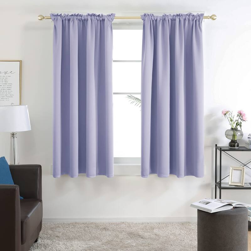 Deconovo Solid Rod Pocket Curtain Panel Pair, Set of 4 Panels - 38x54 Inch - Light Purple