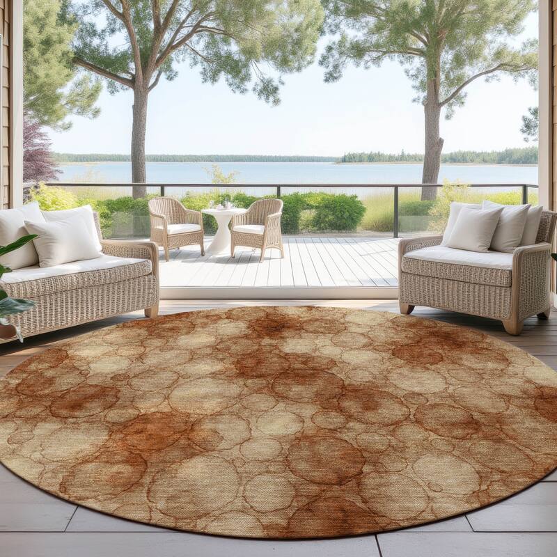 Machine Washable Indoor/ Outdoor Modern Aby Chantille Rug - Paprika - 8' x 8'