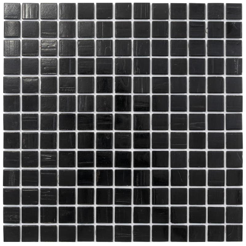 Apollo tile 12" x 12" Celestial Glossy Black Glass Tile (20 sq ft/case) - 20 Pack