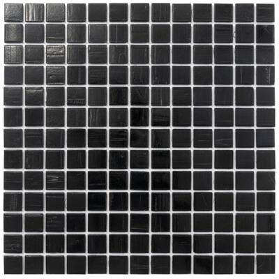 Apollo tile 12" x 12" Celestial Glossy Black Glass Tile (20 sq ft/case) - 20 Pack