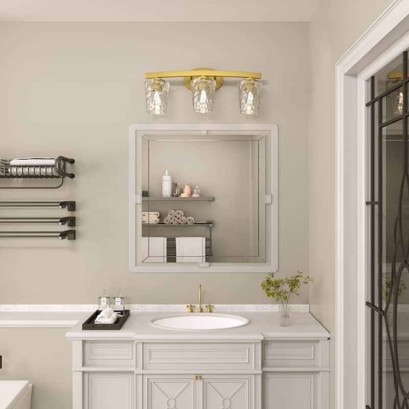 Mid-century Modern 3-light Bathroom Vanity Light with Art Glass - 24 inches