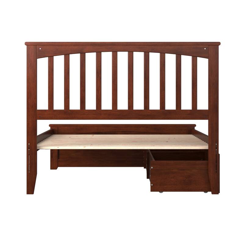 Mission Full Platform Bed with 2 Bed Drawers in Walnut