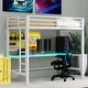 preview thumbnail 2 of 9, Twin Size Gaming Metal Loft Bed with LED Light and Desk