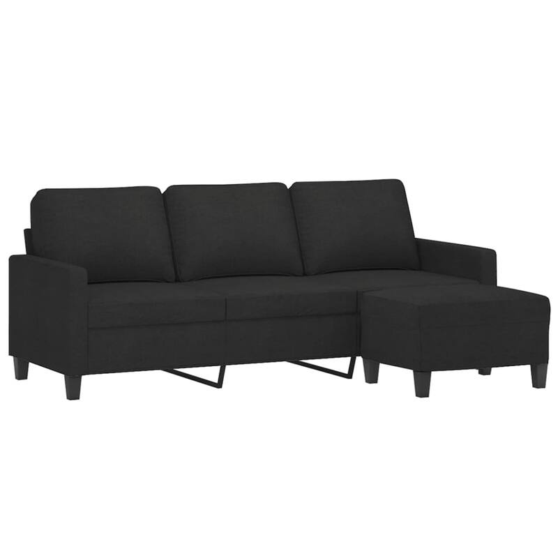 vidaXL 3-seater Sofa With Footstool Black - 30.3 in x 77.9 in x 31.5 in