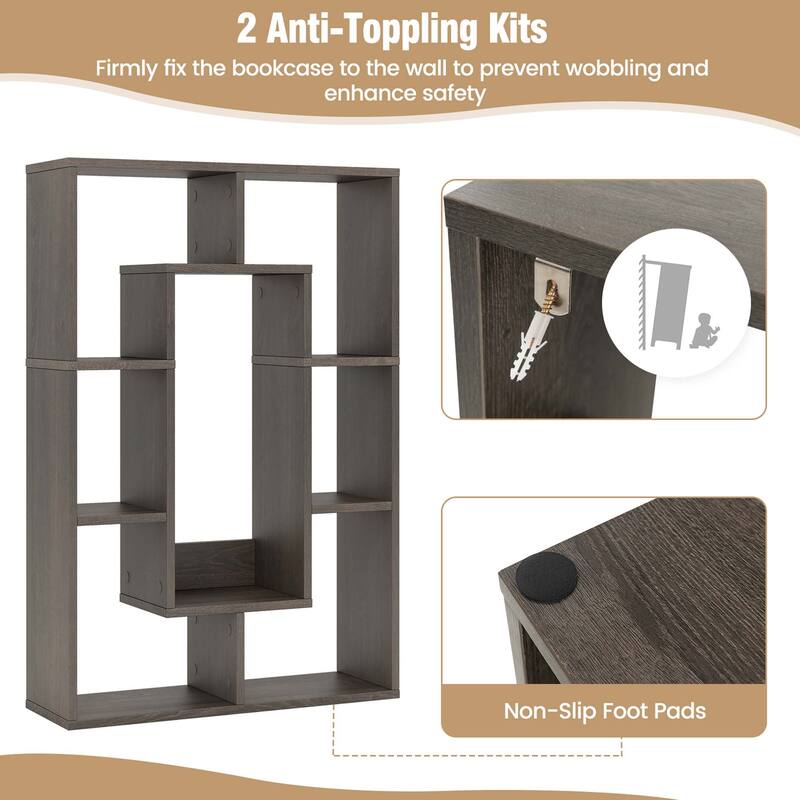 Costway 7-Cube Geometric Bookshelf with Anti-Toppling Device Modern - See Details