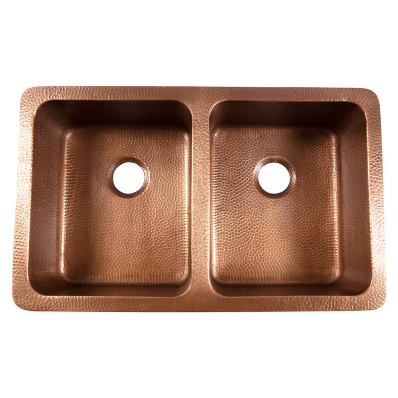 Ganku Copper 36″ Double Bowl Farmhouse Apron Front Undermount Kitchen Sink