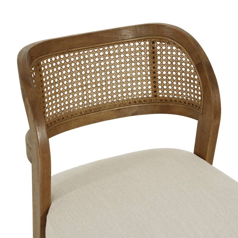 Christopher Knight Home - Minimalist 19.25"W Wood Dining Chairs Set with Hand-Woven Curved Backrest & Upholstered Seat