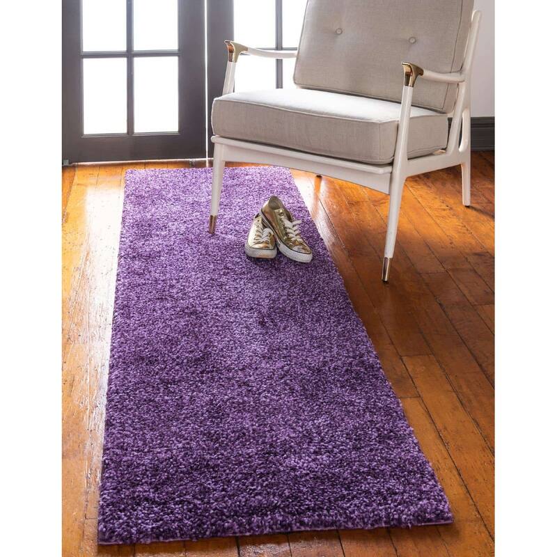 Solid/Striped Zoit Collection Area Rug - 2'2"x13' - Violet
