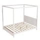 preview thumbnail 24 of 22, Modern Queen/Full Size Canopy Platform Bed with Headboard and Support Legs - Natural Finish, Sturdy Pine Wood Construction