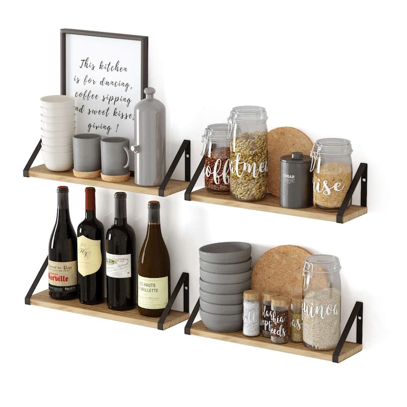 Wallniture Ponza 17inch Long, 4.5" Deep Wooden Shelves, Shelf for Kitchen