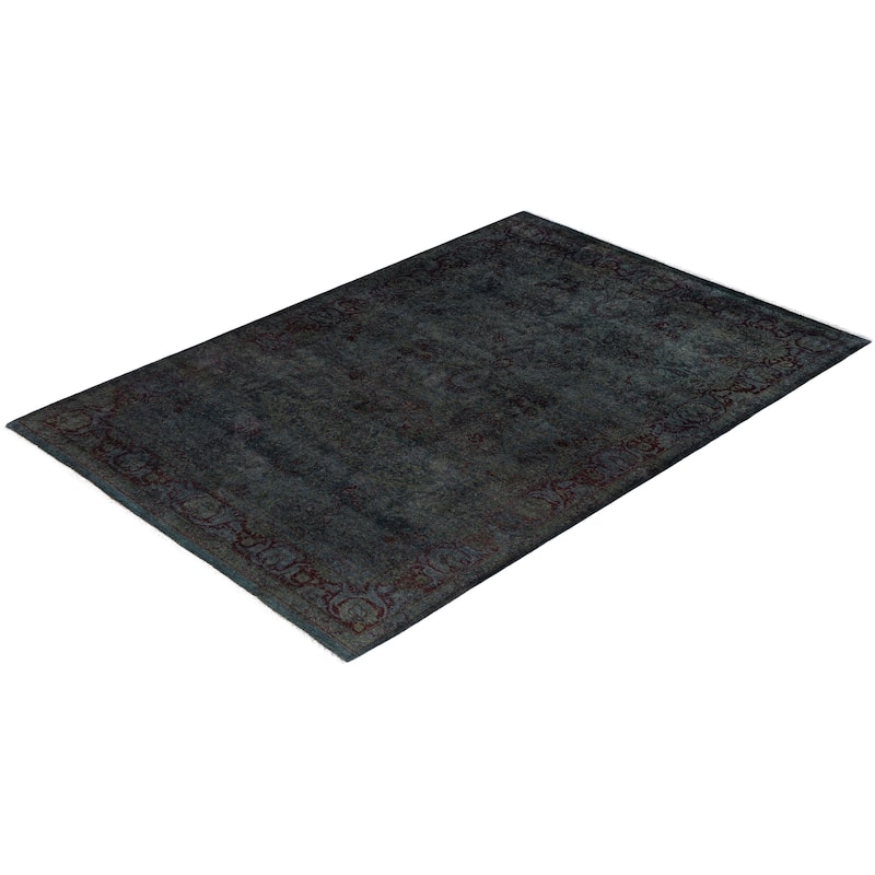 Overdyed One-of-a-Kind Hand-Knotted Area Rug - Gray - 4' 3" x 6' 3"