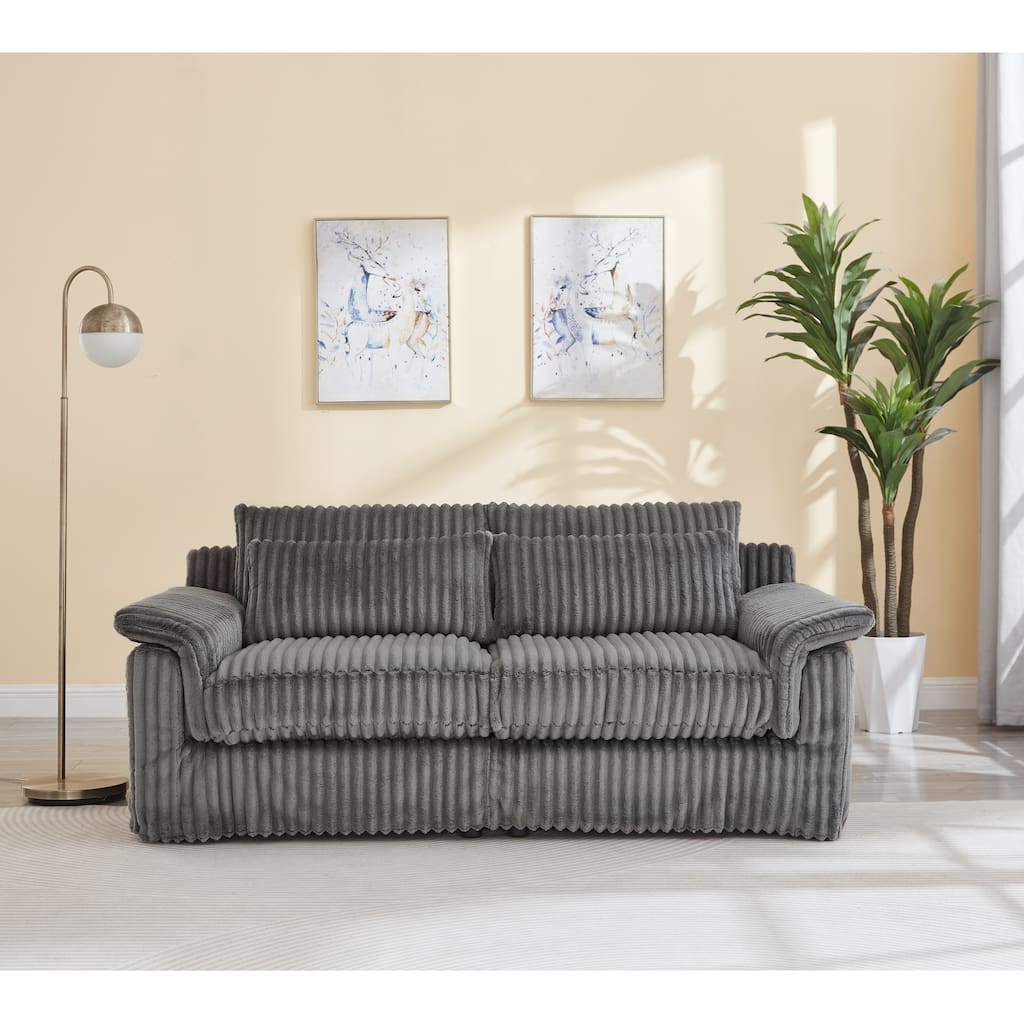 2-Seater Sofa Couch, Cloud Corduroy Loveseat Sofa, Plush Recliner Sofa Chaise Lounge Sofa with Removable Covers