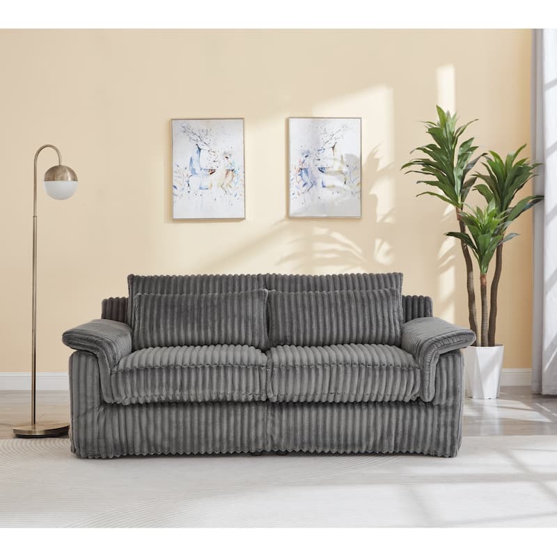 Modern Corduroy Loveseat Sofa Deep Seat Cloud Couches with Pillow Top Arms, Removable and Washable Cushion Covers