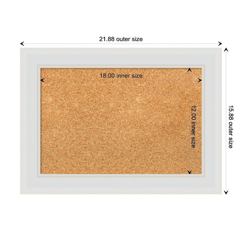 Flair Soft White Narrow Framed Cork Bulletin Memo Board