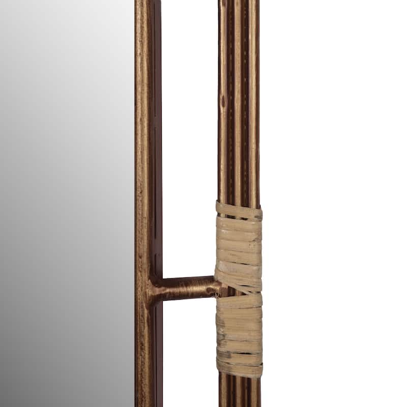 Azalea Park 27.6" Antique Gold Metal and Rattan Wall Mirror