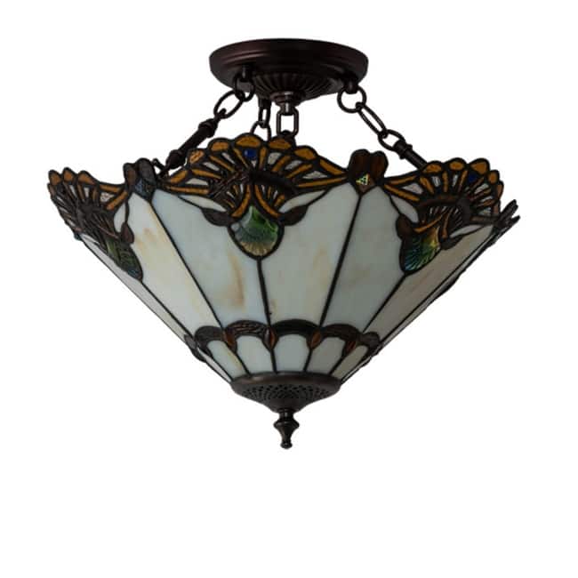 Meyda Tiffany 218495 Shell and Jewels 3 Light 16" Wide Semi-Flush