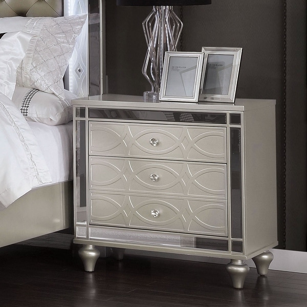 Silver Orchid Amann Transitional Silver 2-drawer Nightstand. Opens flyout.