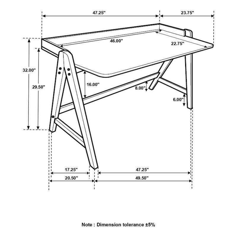 Raul Writing Desk Walnut and Black with USB ports
