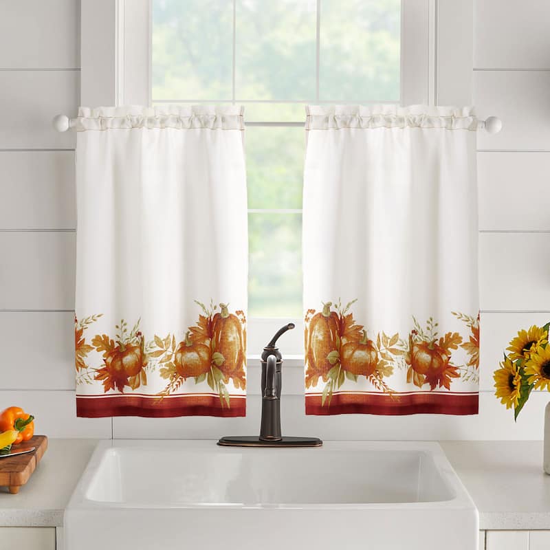 Autumn Pumpkin Grove Fall Kitchen Curtain Valance and Tier Set - 60x36