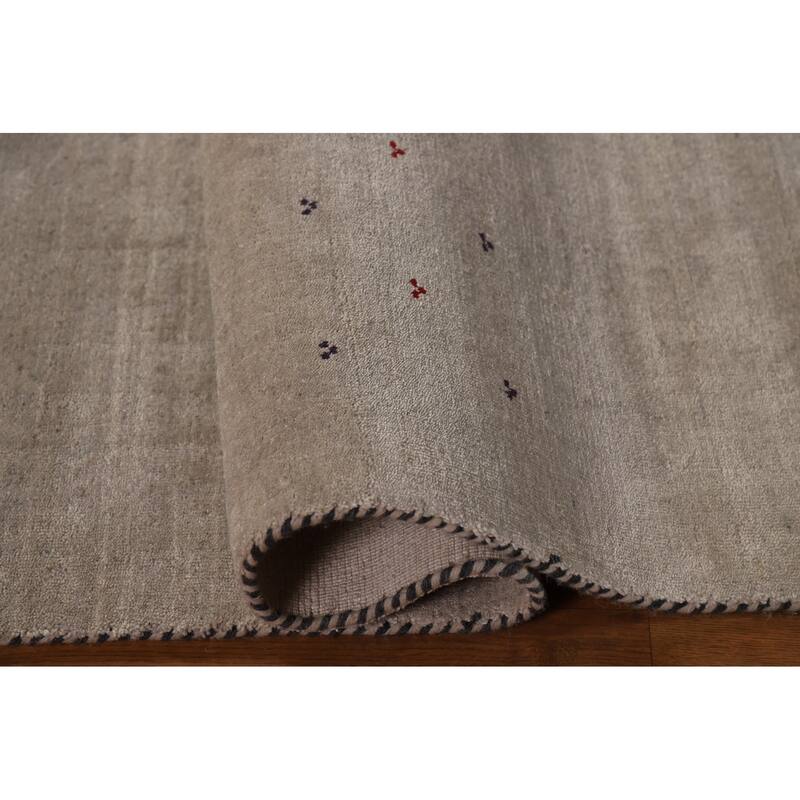 Gabbeh Oriental Area Rug Hand-Knotted Orange Wool Carpet - 5'9" x 7'8"