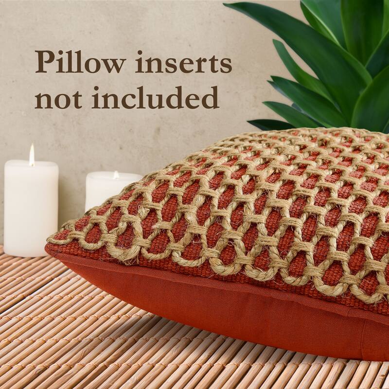 Boho Living Jada Braided Cotton/Jute Throw Pillow Covers