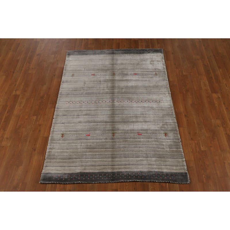 Tribal Animals Gabbeh Indian Rug Hand-Knotted Wool Carpet - 4'0" x 5'10"