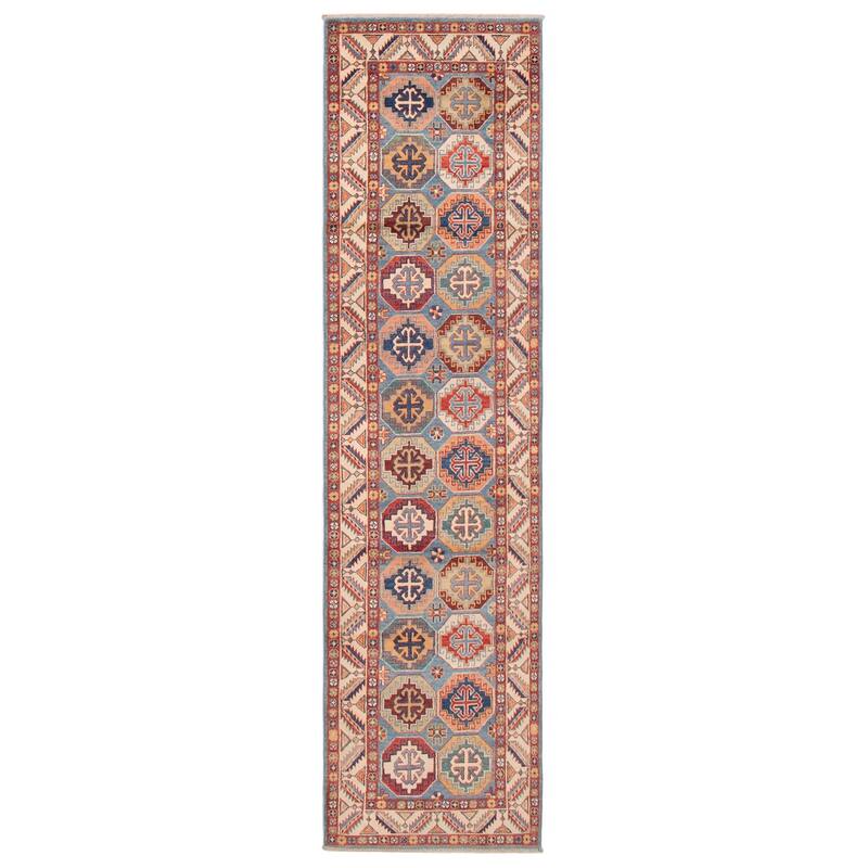 ECARPETGALLERY Hand-knotted Uzbek Ghazni Blue Wool Rug - 2'7 x 10'0 - Light Blue - 2'7 x 10'0