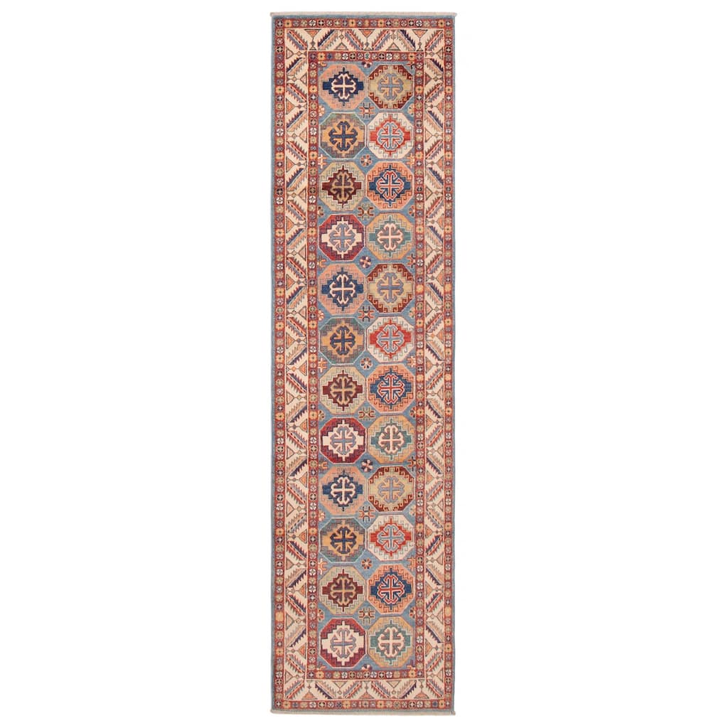 ECARPETGALLERY Hand-knotted Uzbek Ghazni Blue Wool Rug - 2'7 x 10'0