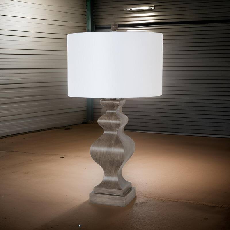 Cyrus 32" Distressed Grey/Brown Farmhouse Table Lamp, (Set of 2)