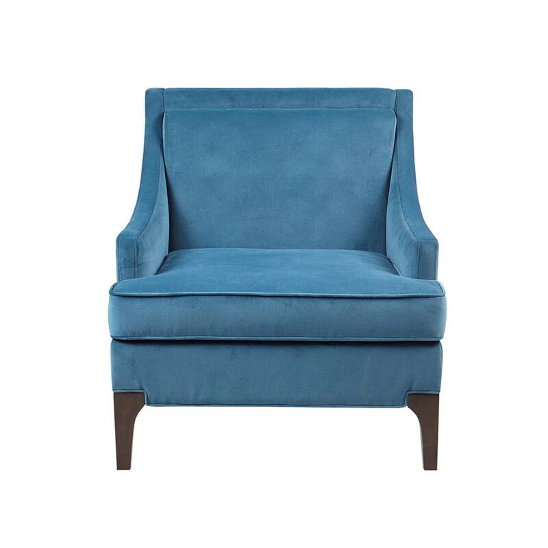 Roomfitters Modern Upholstered Accent Armchair, Martha Stewart Perry Street Sleek Lounge Seating with Lumbar Pillow, - Blue