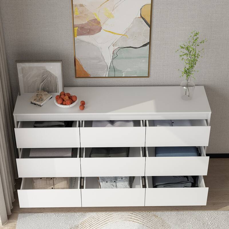 Timechee Grooved Handle Wood Dresser Bedroom Storage Drawer Organizer