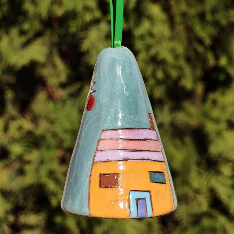 Novica Handmade Serene Home Ceramic Bell Ornament