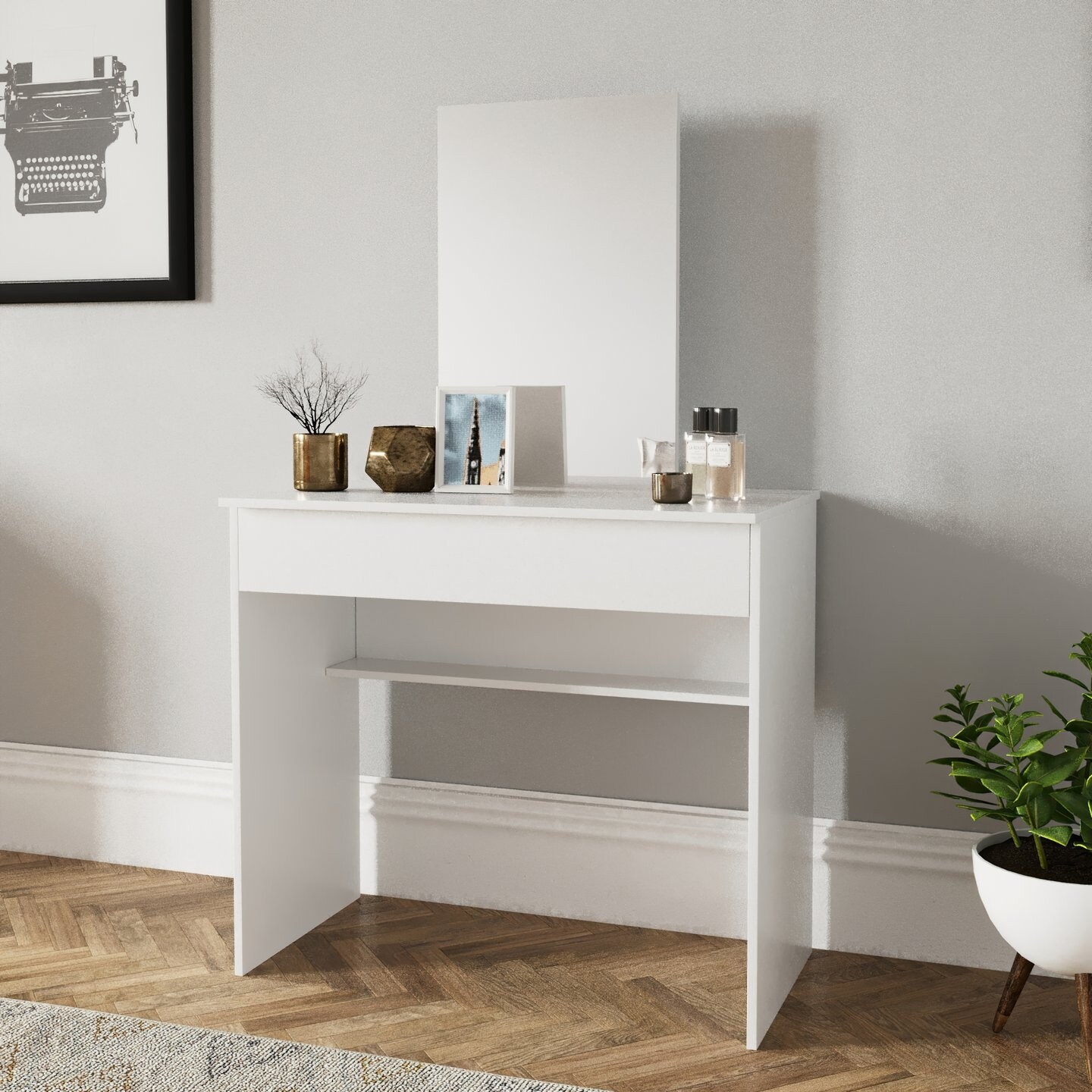 Boahaus Anne Dressing Table White 01 Drawer Modern Style Overstock 28048883